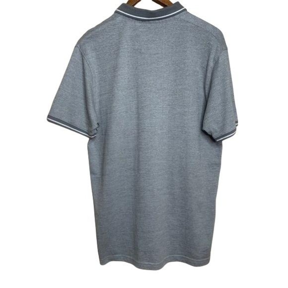 Denim & Flower Polo Shirt Light Heather Gray Contrast Breast Pocket Fitted LG - Picture 8 of 8